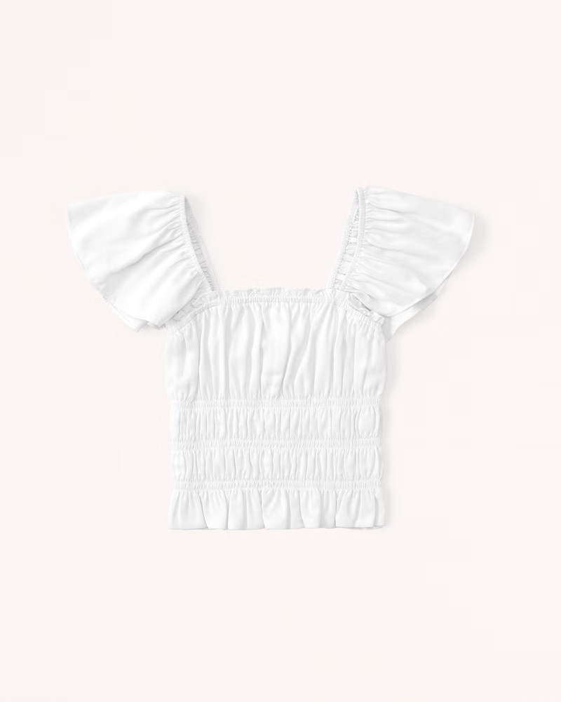 Women's Flutter Sleeve Smocked Top | Women's Clearance | Abercrombie.com | Abercrombie & Fitch (US)