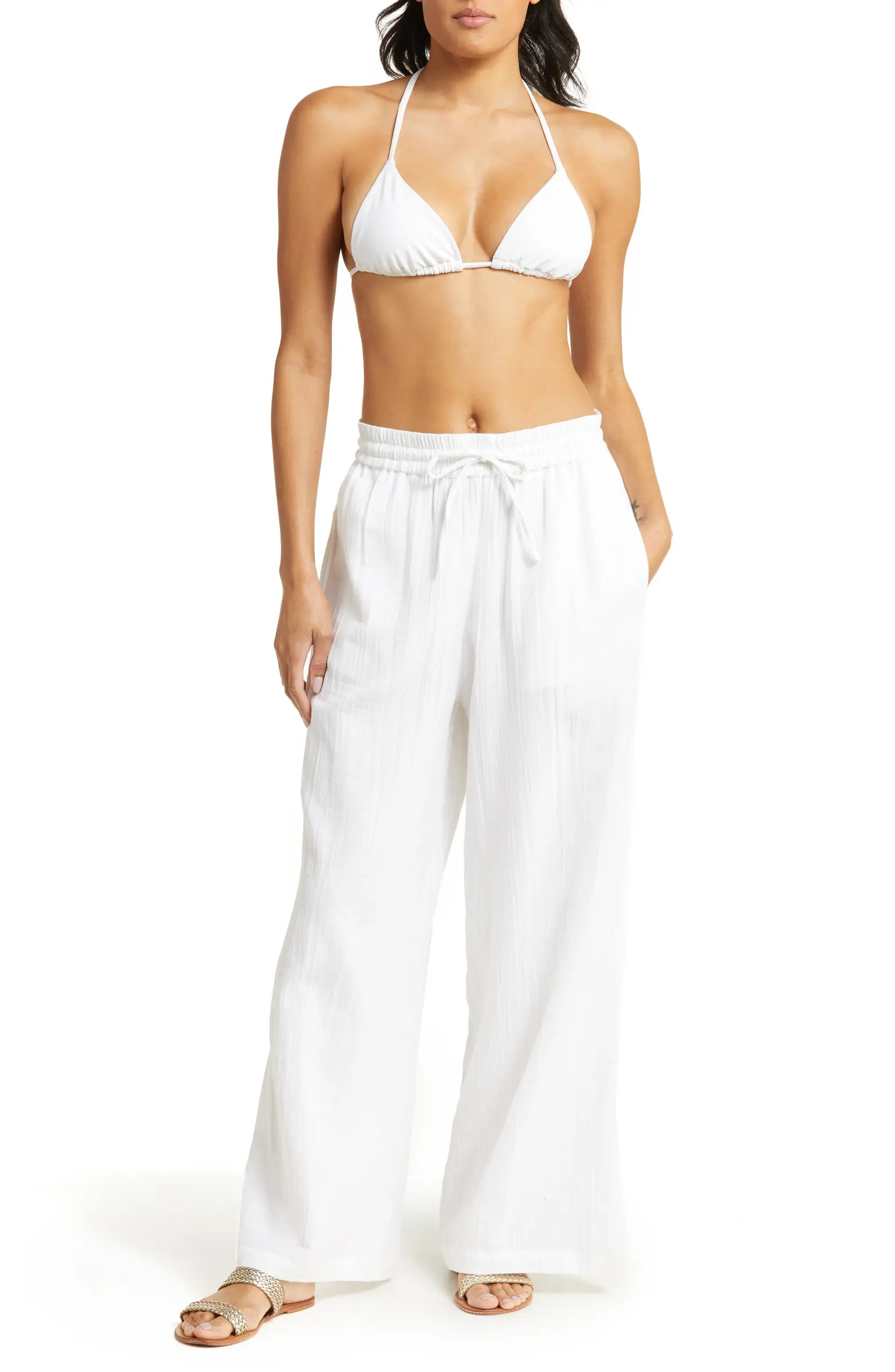 Sunset Beach High Waist Cotton Gauze Cover-Up Pants | Nordstrom