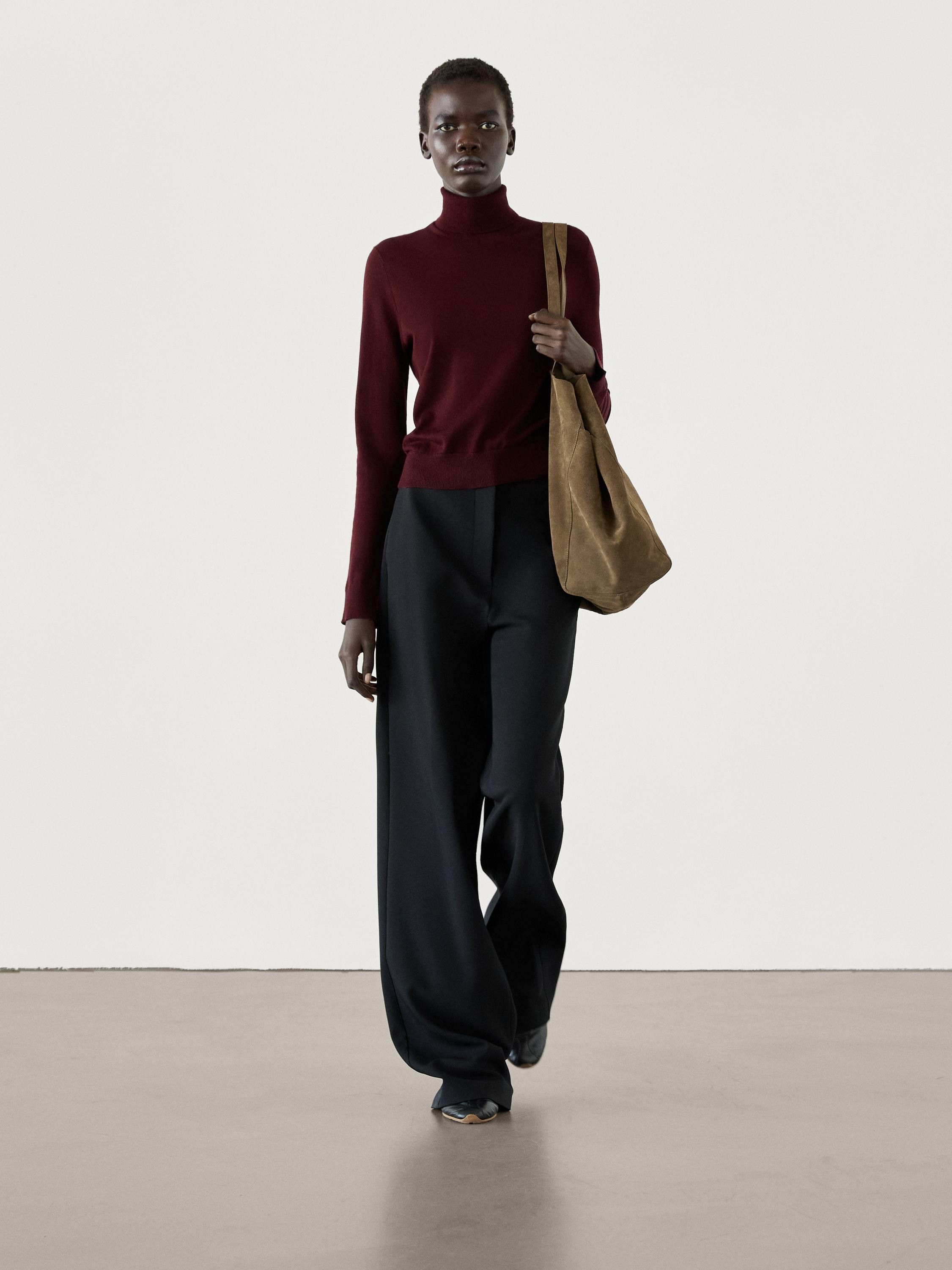 High neck knit jumper | Massimo Dutti US