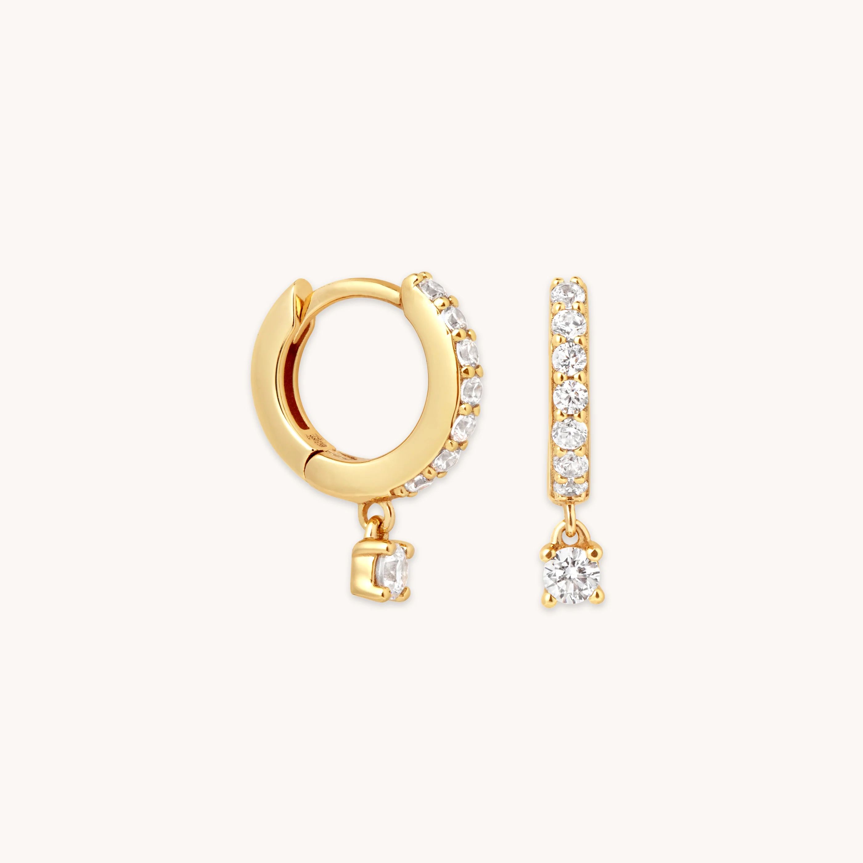 Crystal Charm Gold Huggies | Astrid & Miyu Earrings | Astrid and Miyu