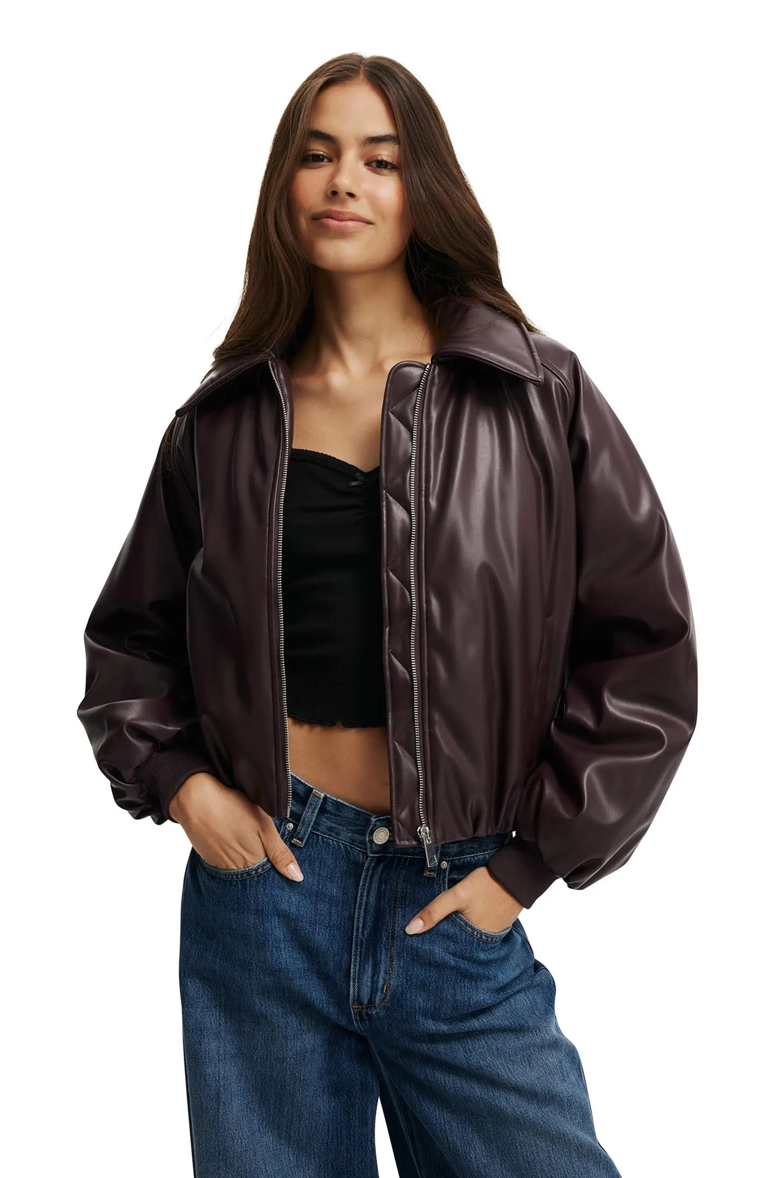 Women's Faux Leather Puff Bomber | Nordstrom