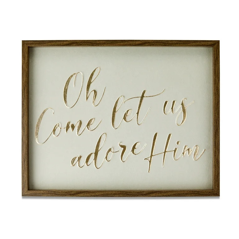 Let Us Adore Him Gold Foil Embossed Christmas Wall Art , 19 in x 15 in, by Holiday Time | Walmart (US)