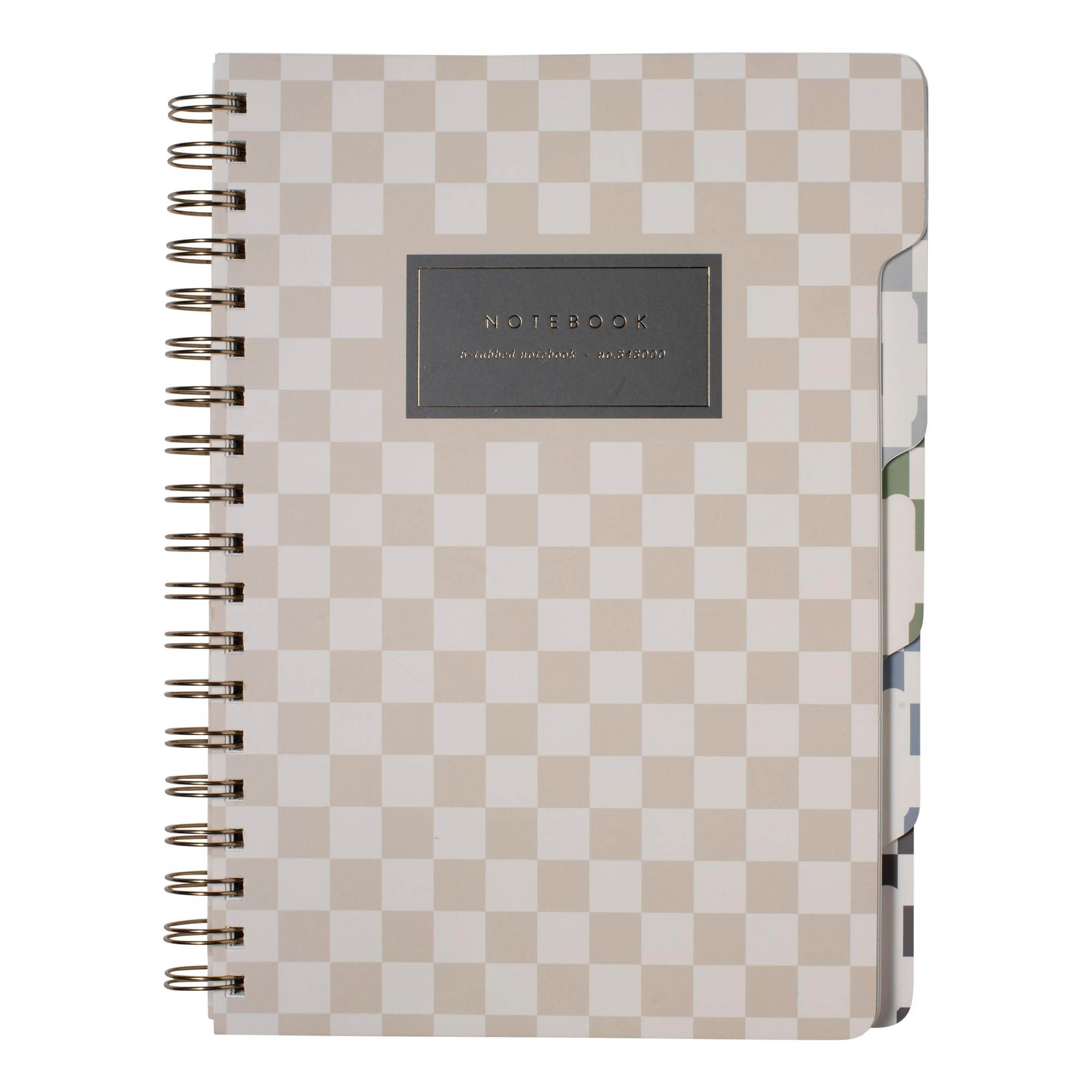 Fringe Studio Large Tab Notebook,Neutral Checks, Flexible Paperback Cover, 5 Subject/Die-Cut Divi... | Amazon (US)