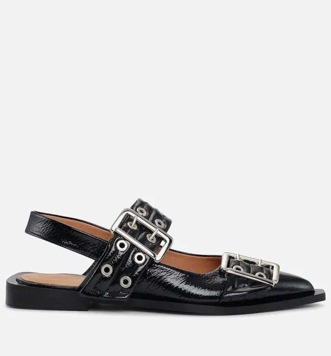 Ganni Women's Patent Leather Ballet Flats | Coggles (Global)