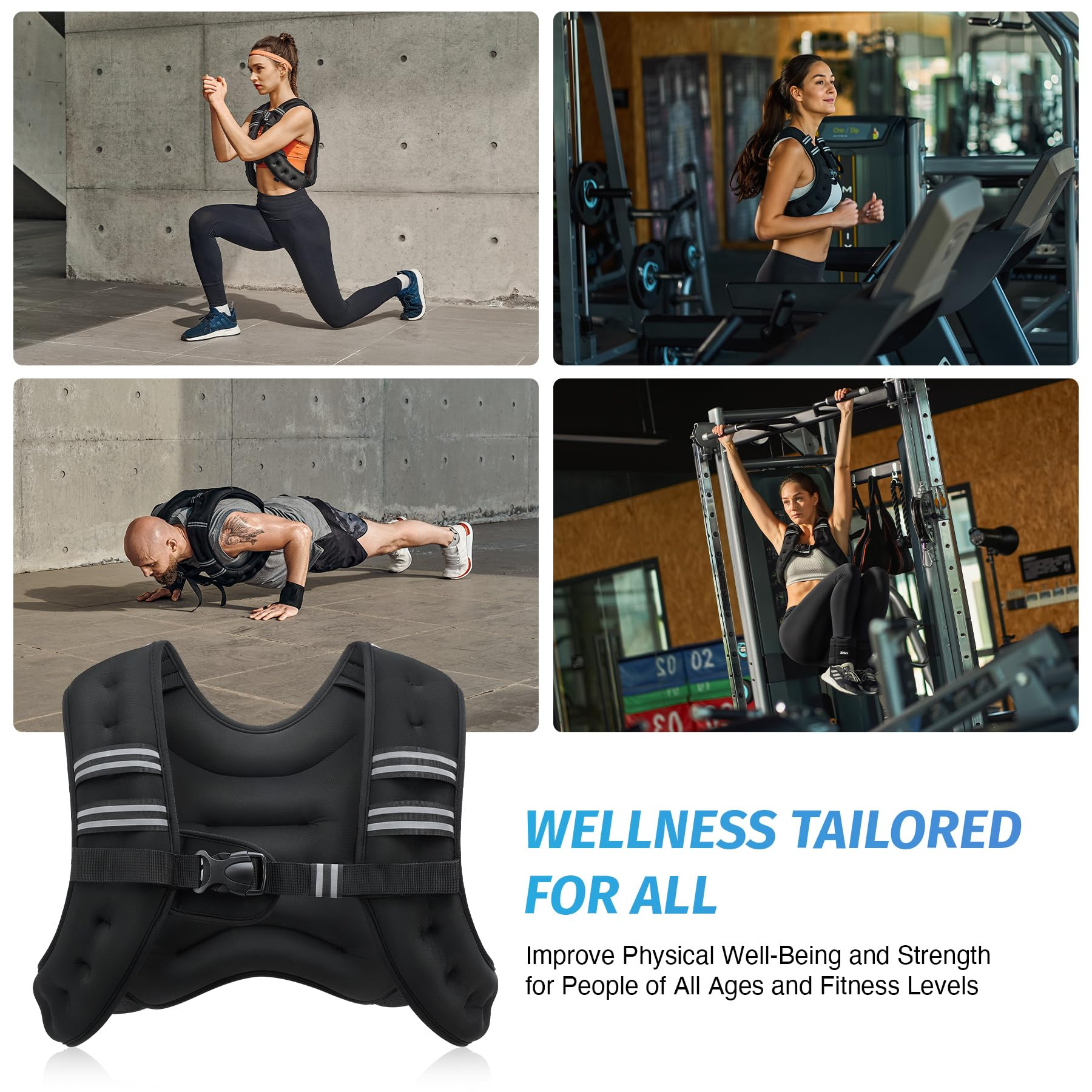 ZELUS Weighted Vest, 6lb/8lb/12lb/16lb/20lb/25lb/30lb Weight Vest with Reflective Stripe for Work... | Amazon (US)