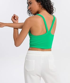 Tank Tops for Women Scoop Neck Crop Tops Athletic Workout Tops Cute Seamless Cami Ribbed Tank Top... | Amazon (US)