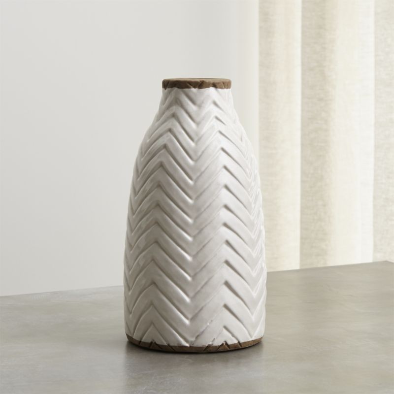 Adra White Chevron Vase + Reviews | Crate and Barrel | Crate & Barrel