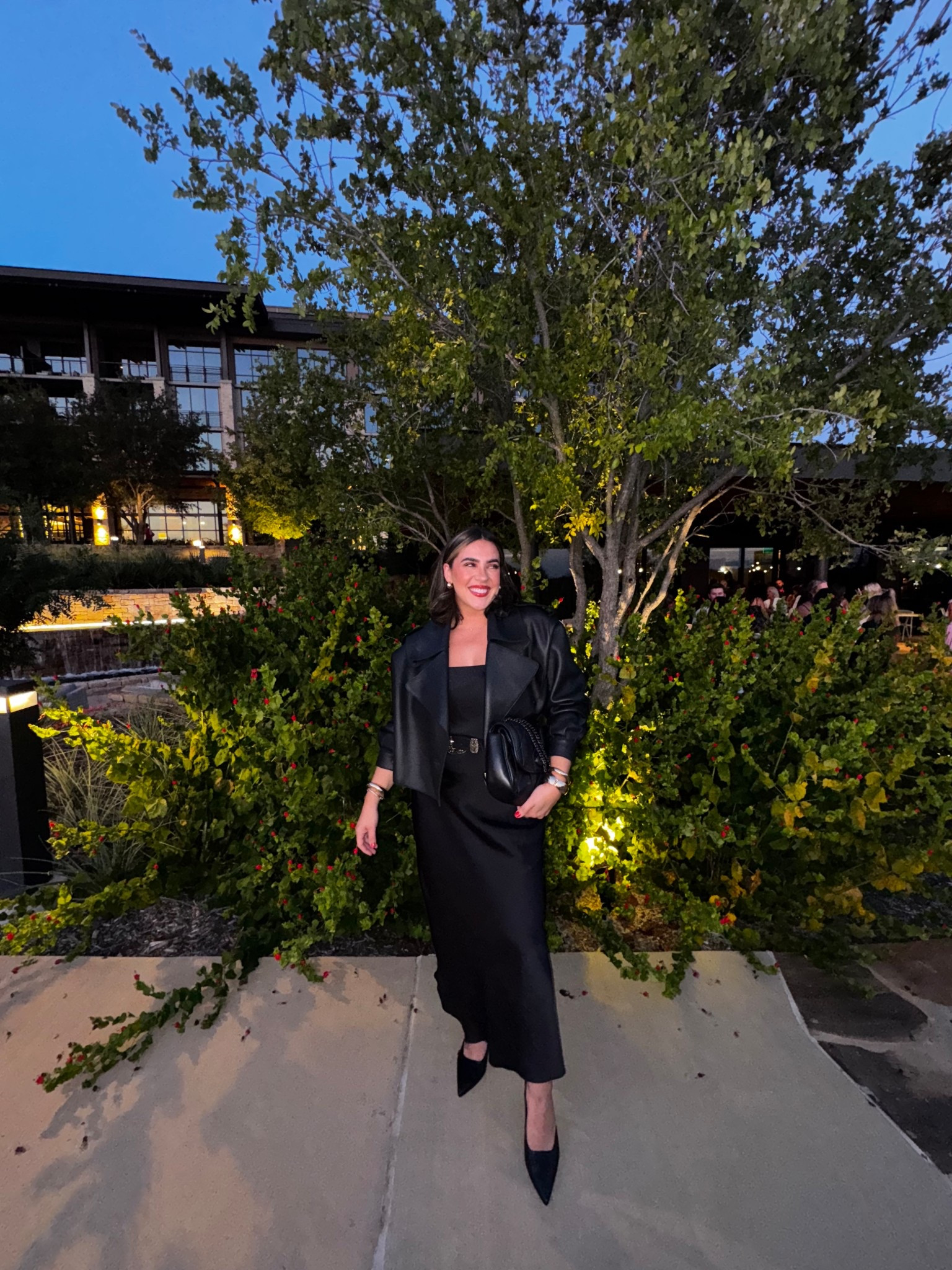 What I wore for LTKCon Parisian Chic Cocktail Party. This would be so perfect for a fall date look, edgy fall wedding guest, or any elevated event.
I feel so confident and chic in this dress. 
Size L but could have done a M
The jacket is a splurge but it is real leather. I’ve linked a super similar jacket for a lot less!

#LTKMidsize #LTKWedding #LTKCon