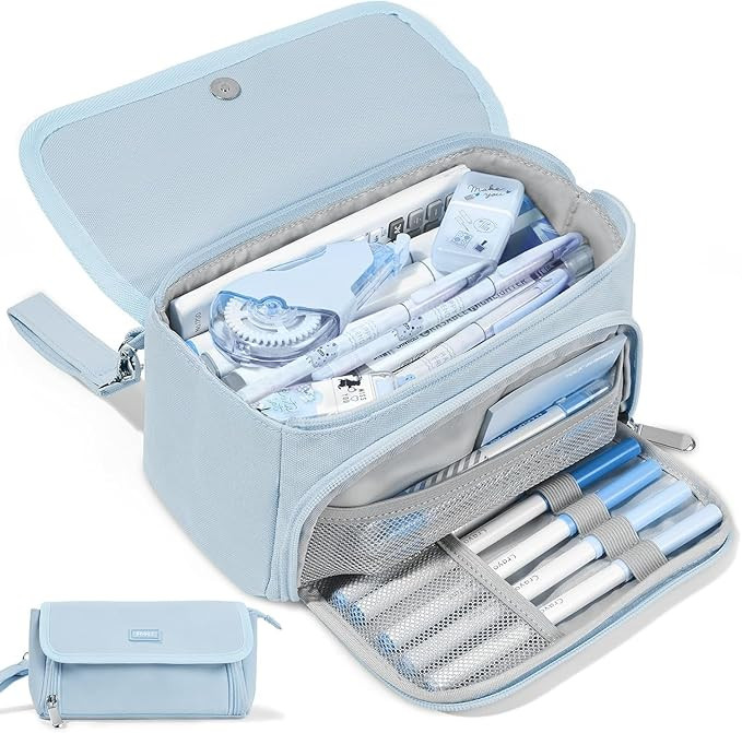 Sooez Super Large Pencil Case, Big Capacity Pencil Bag with 3 Compartments, can hold 100 pencils,... | Amazon (US)