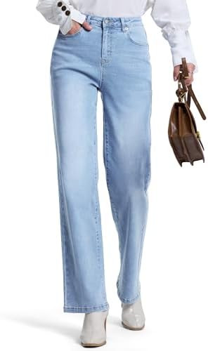 SEVEGO Women's 32"/34"/36" Tall Straight Leg Jeans Mid Waisted Stretchy Loose Denim Pants Casual ... | Amazon (US)