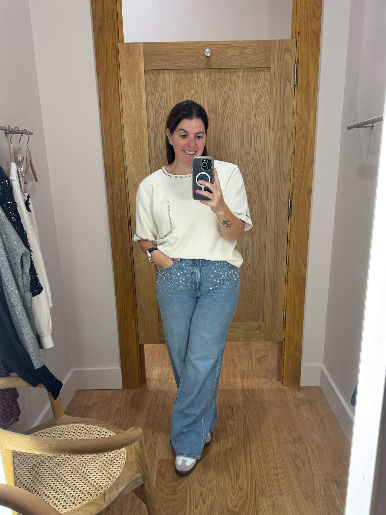 I’m obsessed with these jeans and top! It’s sparkle season and these two are so perfect for a casual holiday event! The top does run a bit big, so I would say to stay with your normal size for an oversized fit! The jeans also run TTS and they come in regular and petite length! Both of these pieces are currently 40% off! 

#LTKSaleAlert #LTKHoliday #LTKFindsUnder100