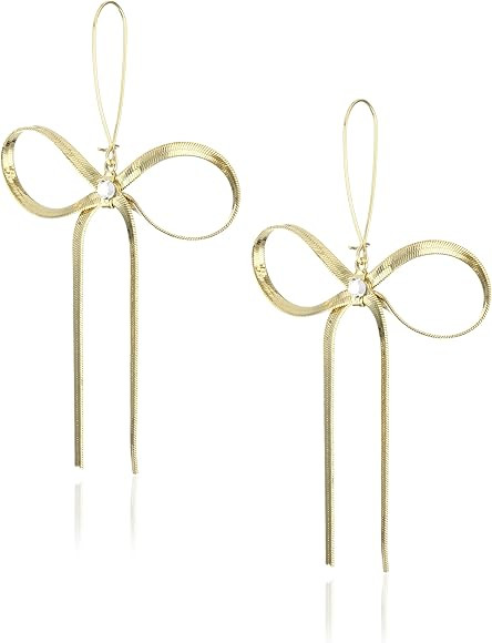 Betsey Johnson Textured Bow Drop Earrings | Amazon (US)