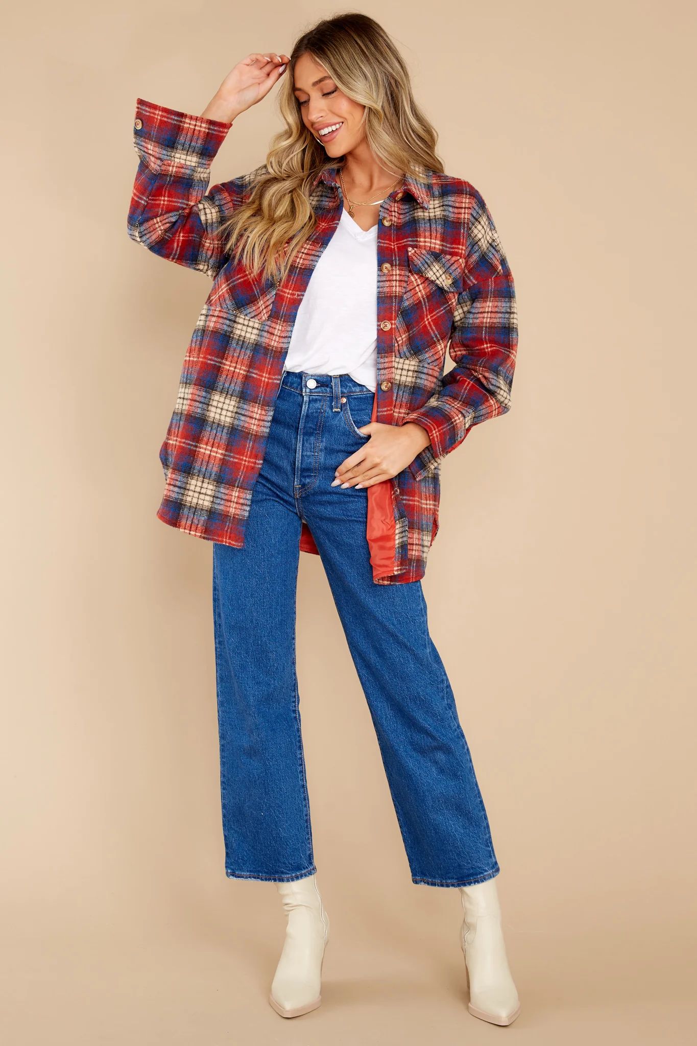 Rock It Any Day Red Plaid Shacket | Red Dress 