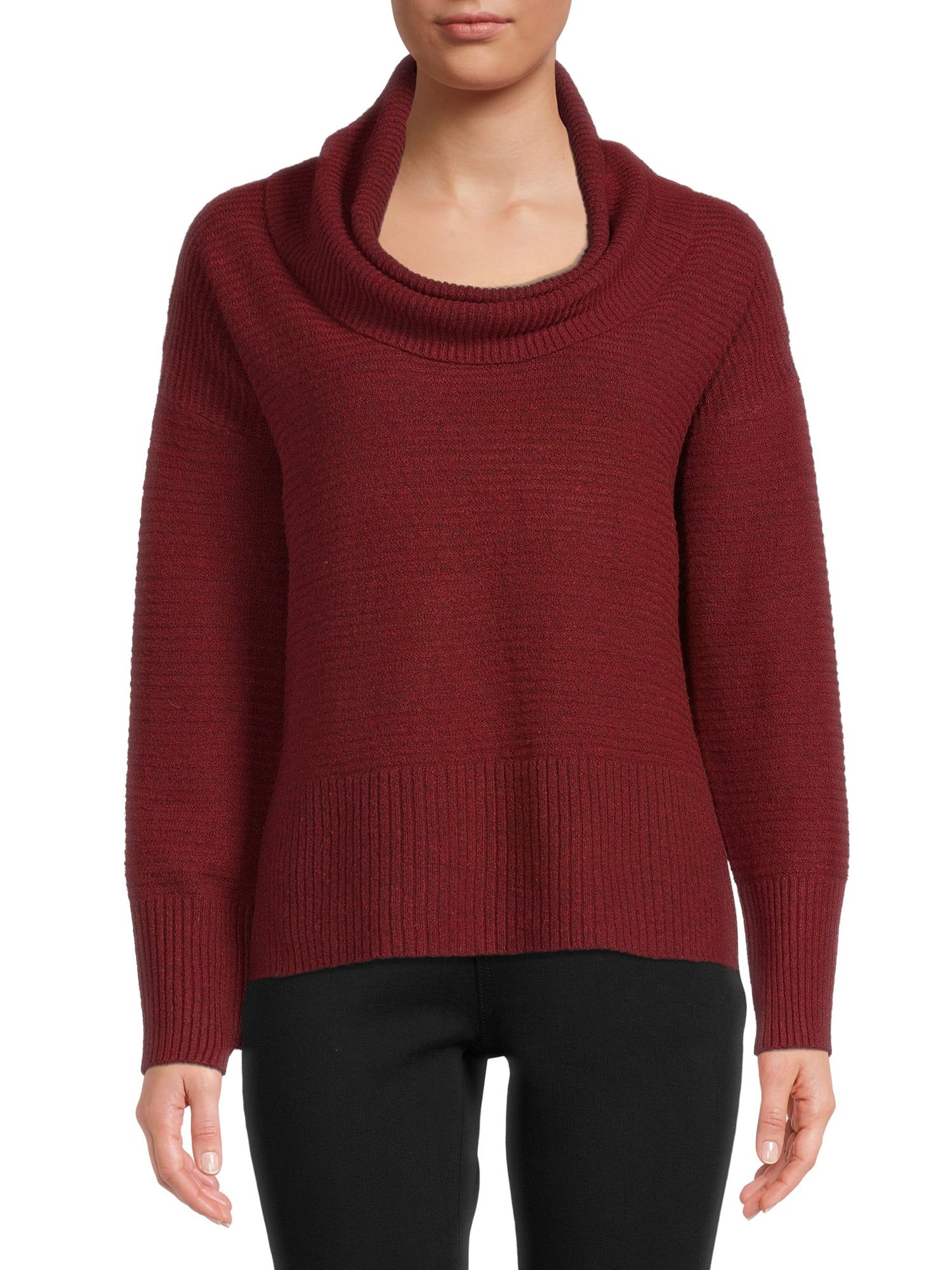Time and Tru Women’s Long Sleeve Cowl Neck Sweater - Walmart.com | Walmart (US)