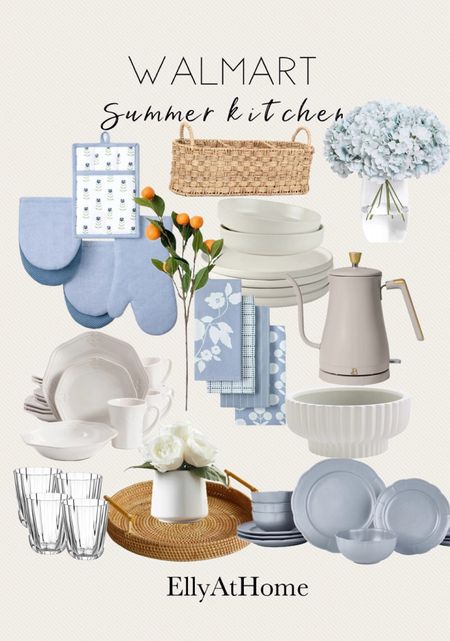 Walmart summer kitchen accessories. Some selections on sale. New potholders, kitchen towels, tray, florals, Beautiful collection dinnerware, small kitchen appliances, Free shipping. Summer home decor accessories. 

#LTKHome #LTKFindsUnder50 #LTKSaleAlert