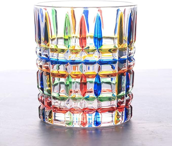 Colorful Drinking Glasses, Hand Painted Colored Water Glasses, Multicolor Water Glasse,Whiskey Wi... | Amazon (US)