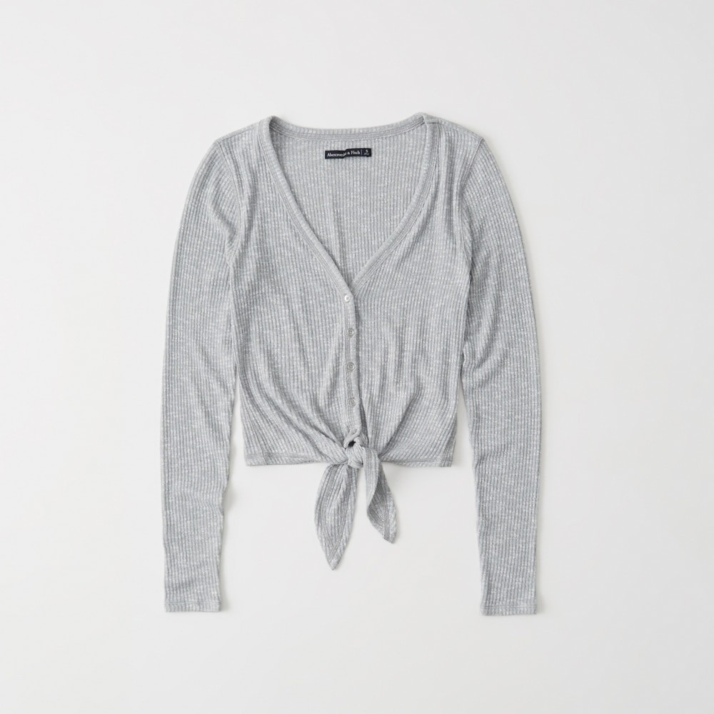 Button-Up Tie-Front Top | Abercrombie & Fitch US & UK