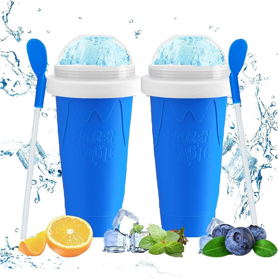 WALLBIG Slushie Maker Cup,2PCS Slushy Maker Magic Squeeze Cup Cooling Maker Cup Freeze Mug Milksh... | Amazon (US)