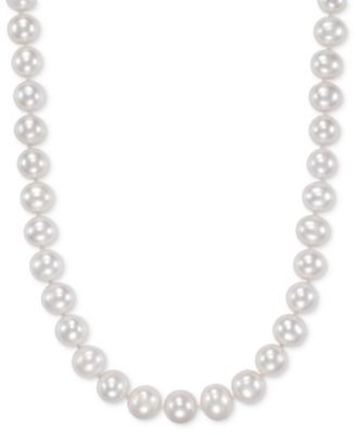 Macy's Cultured Freshwater Pearl (9-1/2-10-1/2mm) 18" Strand Necklace in 14k Yellow Gold - White | Macy's
