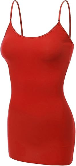 Emmalise Women's Basic Casual Long Camisole Adjustable Strap Cami Layering Top | Amazon (US)