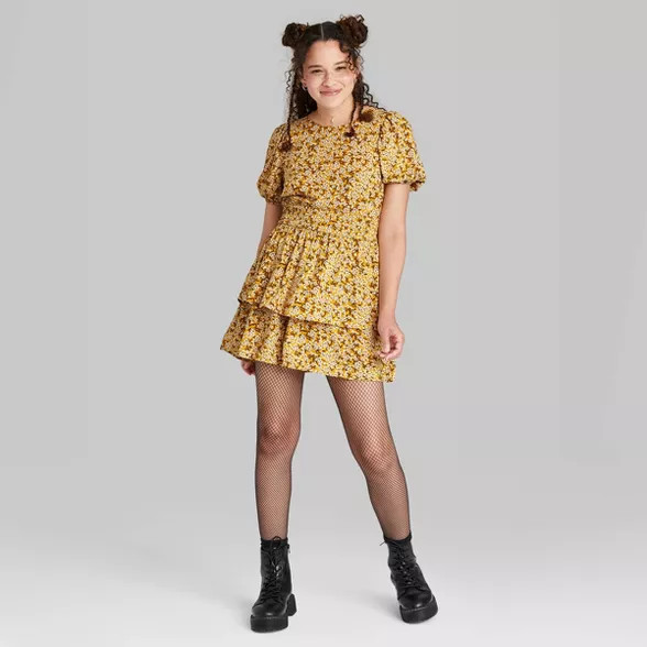 Women's Short Sleeve Open Back Tiered Skater Dress - Wild Fable™ | Target