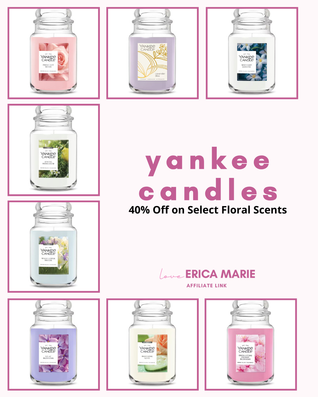 If you love floral fragrances, Yankee Candles are 40% off on select scents. 

 #LTKValentine #LTKHome #LTKSaleAlert