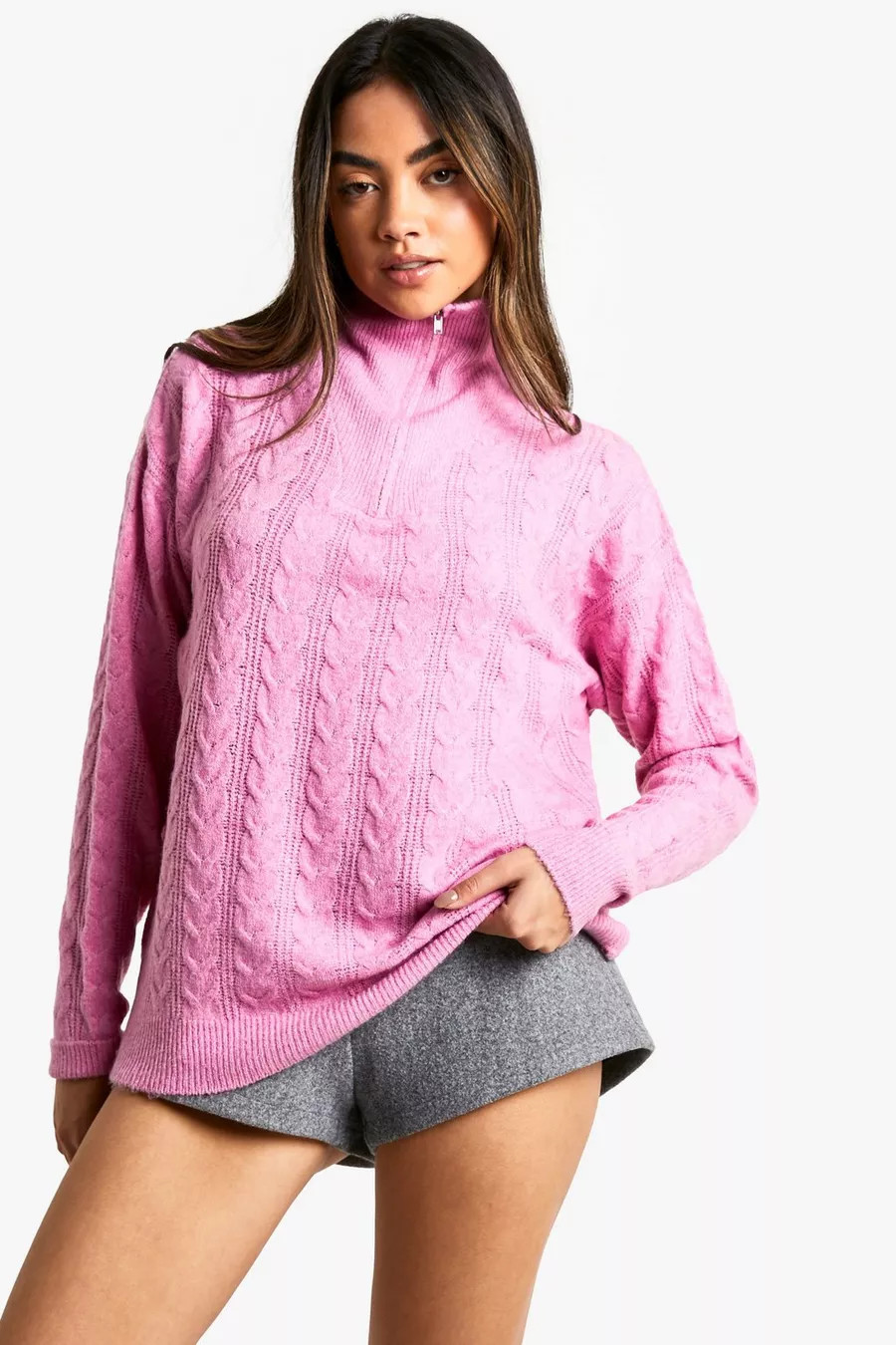 Pull en maille douce à col montant | Boohoo.com (FR)