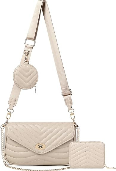 JEEHAN Quilted Crossbody Bags for women Designer Shoulder Handbags Small Purse | Amazon (US)
