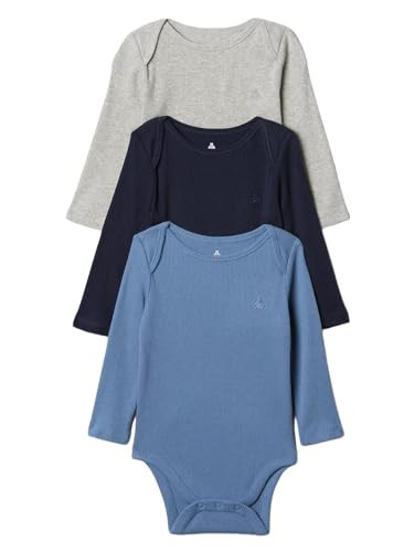 GAP Unisex Baby 3-Pack Rib Long Sleeve Bodysuit Bainbridge Blue 12-18M | Amazon (US)