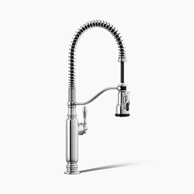 Semi-professional kitchen sink faucet with three-function sprayhead | Kohler