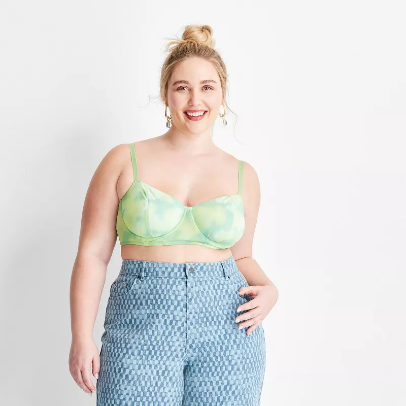 Women's Tie-Dye Bralette - Future Collective™ with Gabriella Karefa-Johnson Light Green/Turquoi... | Target