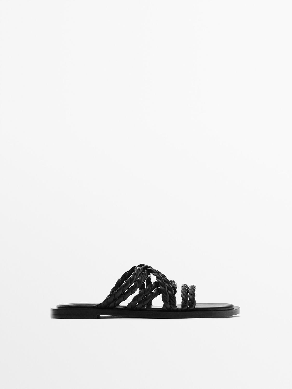 LEATHER TUBULAR SANDALS | Massimo Dutti US