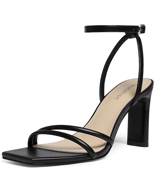 Modatope Womens Sandals Square Open Toe Chunky High Heels Strappy Ankle Strap Sandals Comfort Dre... | Amazon (US)