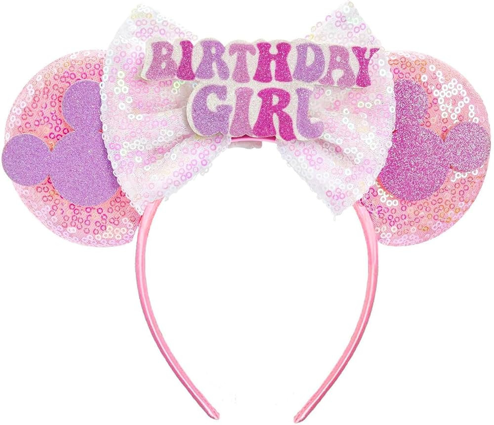 LYLIN Birthday Mouse Ears, Mouse Ears Headband for Women Girls, Pink Birthday Decorations Hair Ac... | Amazon (US)