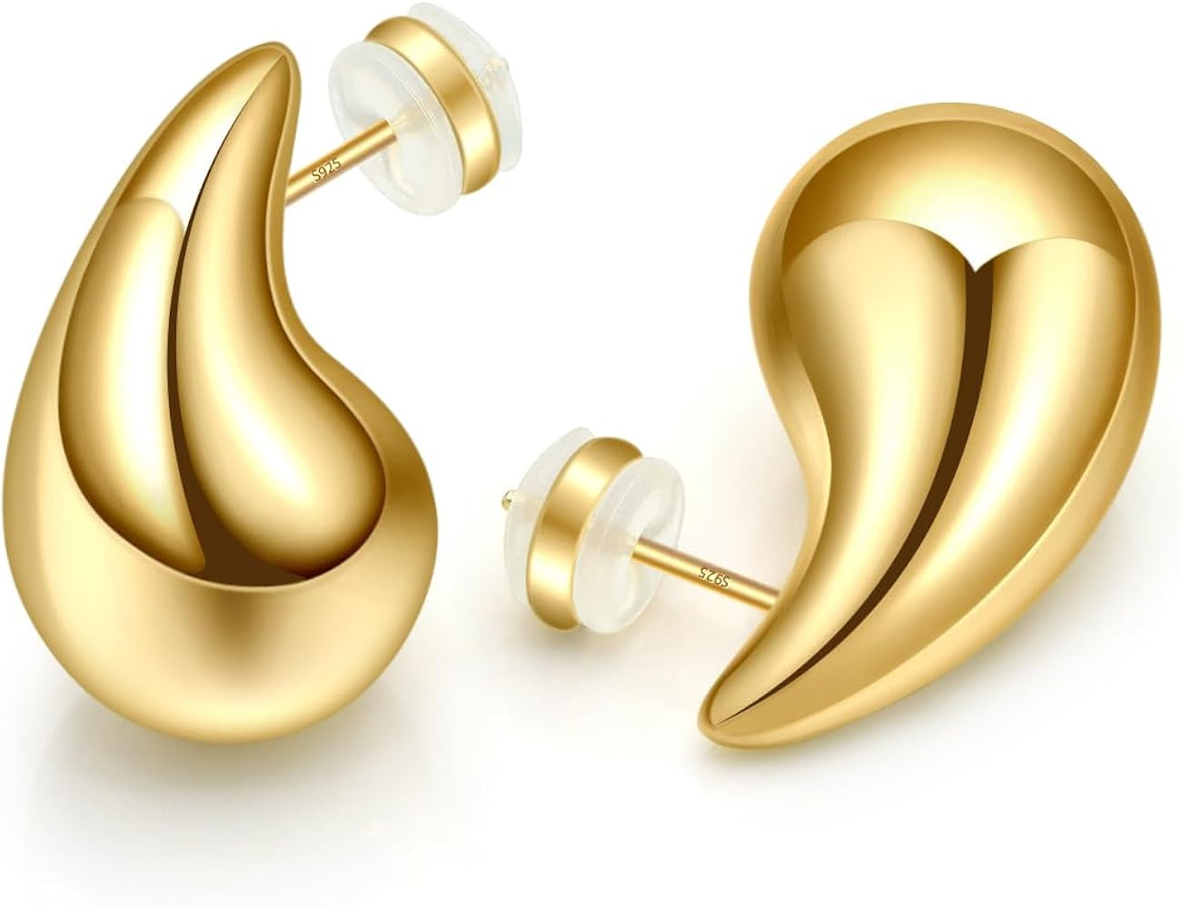 Gold Teardrop Earrings for Women - S925 Sterling Silver Earring Post Hot Pink Jewelry/Black Gun P... | Amazon (US)