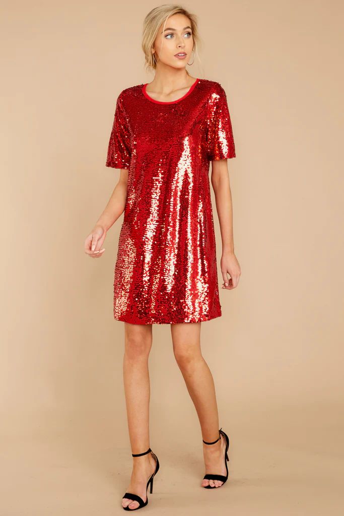 Go To It Laughing Red Sequin Dress | Red Dress 