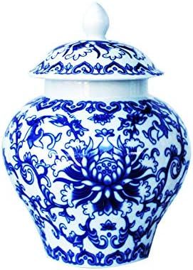 Ancient Chinese Style Blue and White Porcelain Helmet-shaped Temple Jar. Small | Amazon (US)