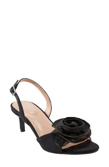 Bandolino Marette Rosette Kitten Heel Slingback Sandal in Black 001 at Nordstrom Rack, Size 5 | Nordstrom Rack