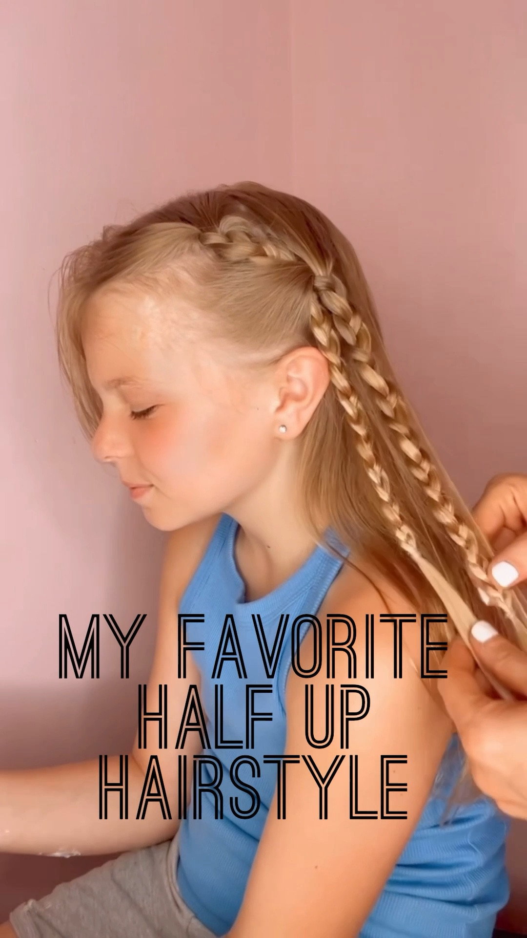 MY FAVORITE HALF UP HAIRSTYLE 🩷 I love this hairstyle because it is so pretty when it’s done! If you love half up hairstyles, this is one that you definitely have to add into your hair rotation! I’m also sharing the hairstyling cream that we love to use, as well as the hair elastics! 😘