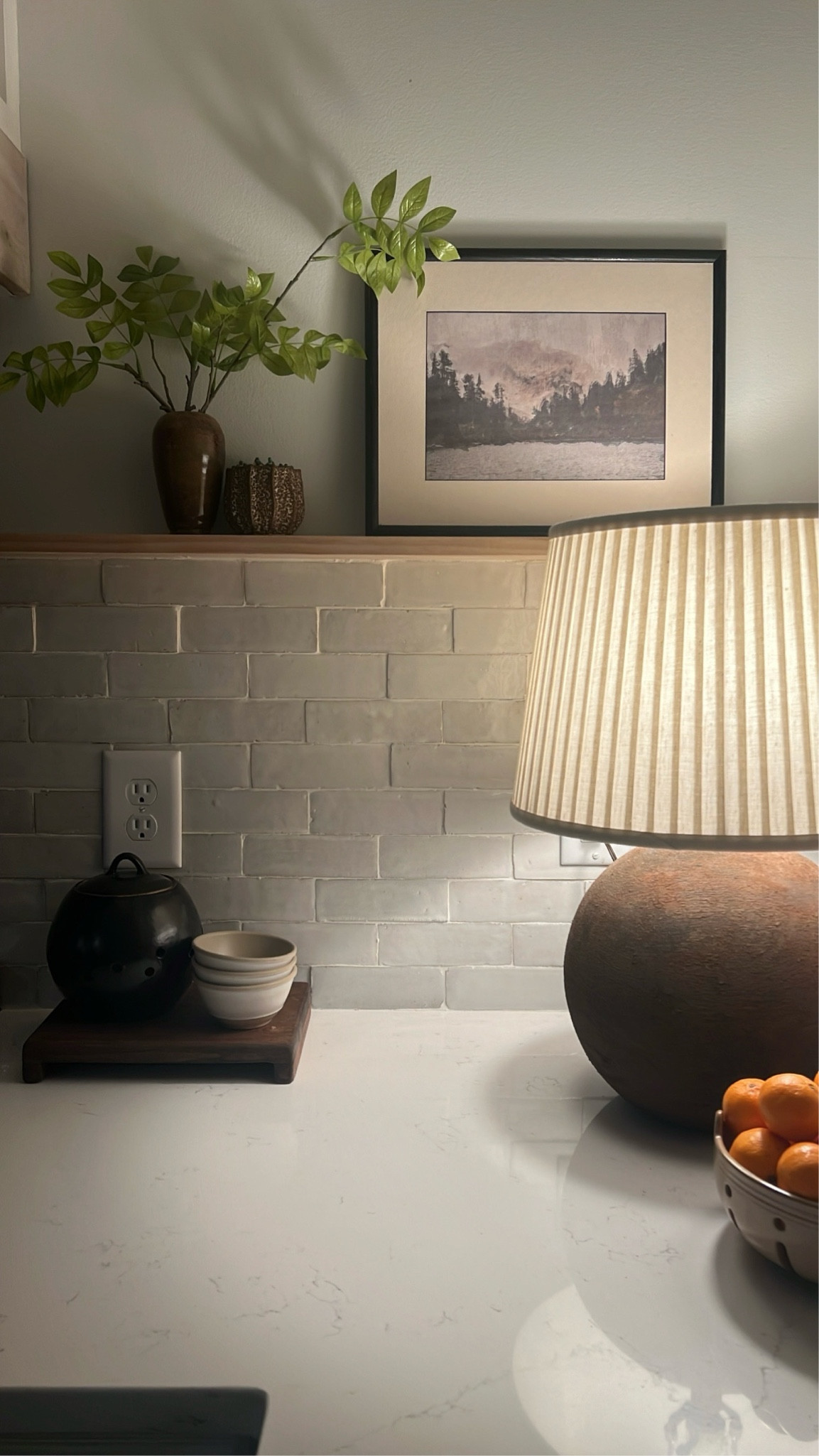 Kitchen Decor | riad Zellige tile | kitchen lamp | lamp for kitchen counter | berry bowl | wood pedestal | McGee & co | hearth and hand | Target | Etsy | faux stems | wisteria stems | vintage art | kitchen art | winter art 

#LTKfindsunder100 #LTKfindsunder50 #LTKhome