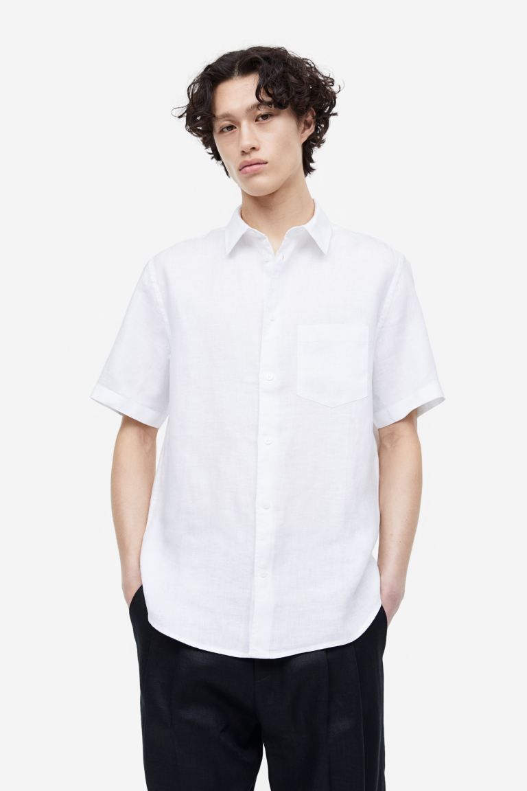 Regular Fit Short-sleeved Linen Shirt | H&M (US + CA)