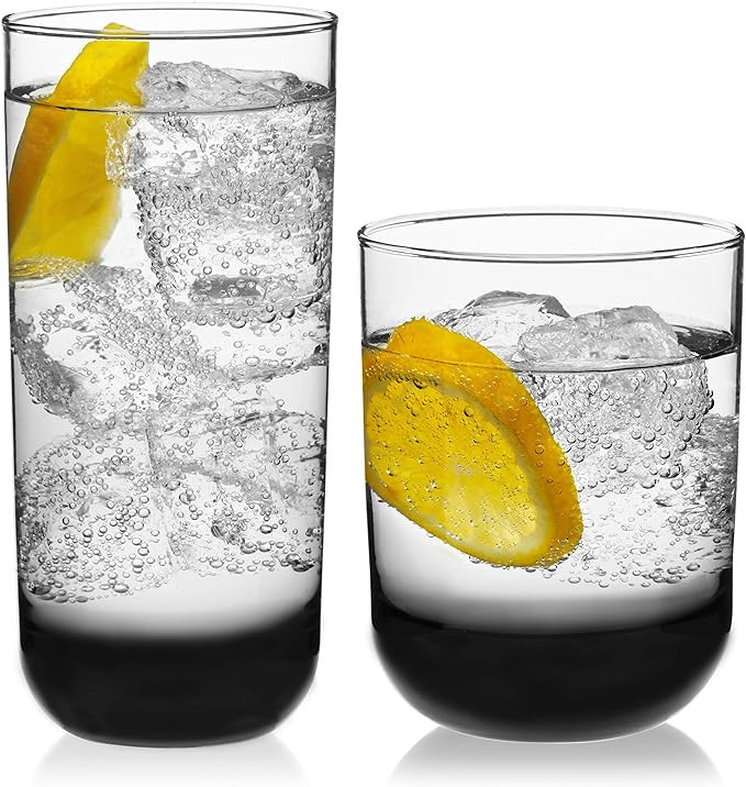 Libbey Polaris Tumbler and Rocks Glass Set, Smoke Hue Drinkware Glasses Set, Lead-Free Tall Water... | Amazon (US)