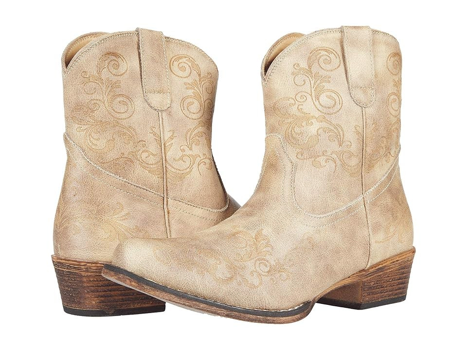 Roper Short Stuff (Tan Faux Leather) Cowboy Boots | Zappos