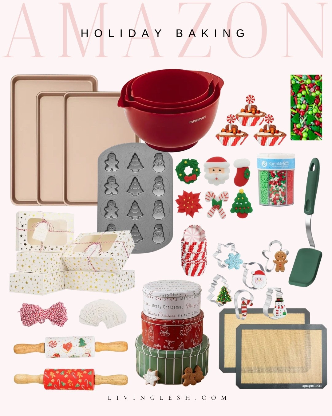 Amazon finds | Amazon baking | Holiday baking | Christmas sprinkles | Christmas cookie cutters | Baking sheets | Baking mats | Christmas tins | Baking tools | Christmas cookies | Cookies boxes

#LTKHome #LTKHoliday #LTKfoodie