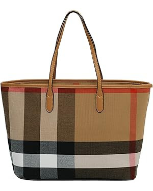 Canvas Tote Bag Large Capacity Plaid Women Casual Shoulder Bag Handbag For Outdoors Holiday Shopp... | Amazon (US)