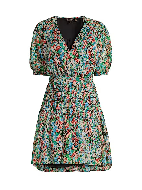 Tiania Smocked Chiffon Mini Dress | Saks Fifth Avenue