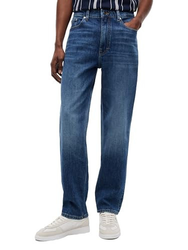 Tommy Jeans Men's Regular Tapered Jeans, Denim Dark 36x32 | Amazon (US)