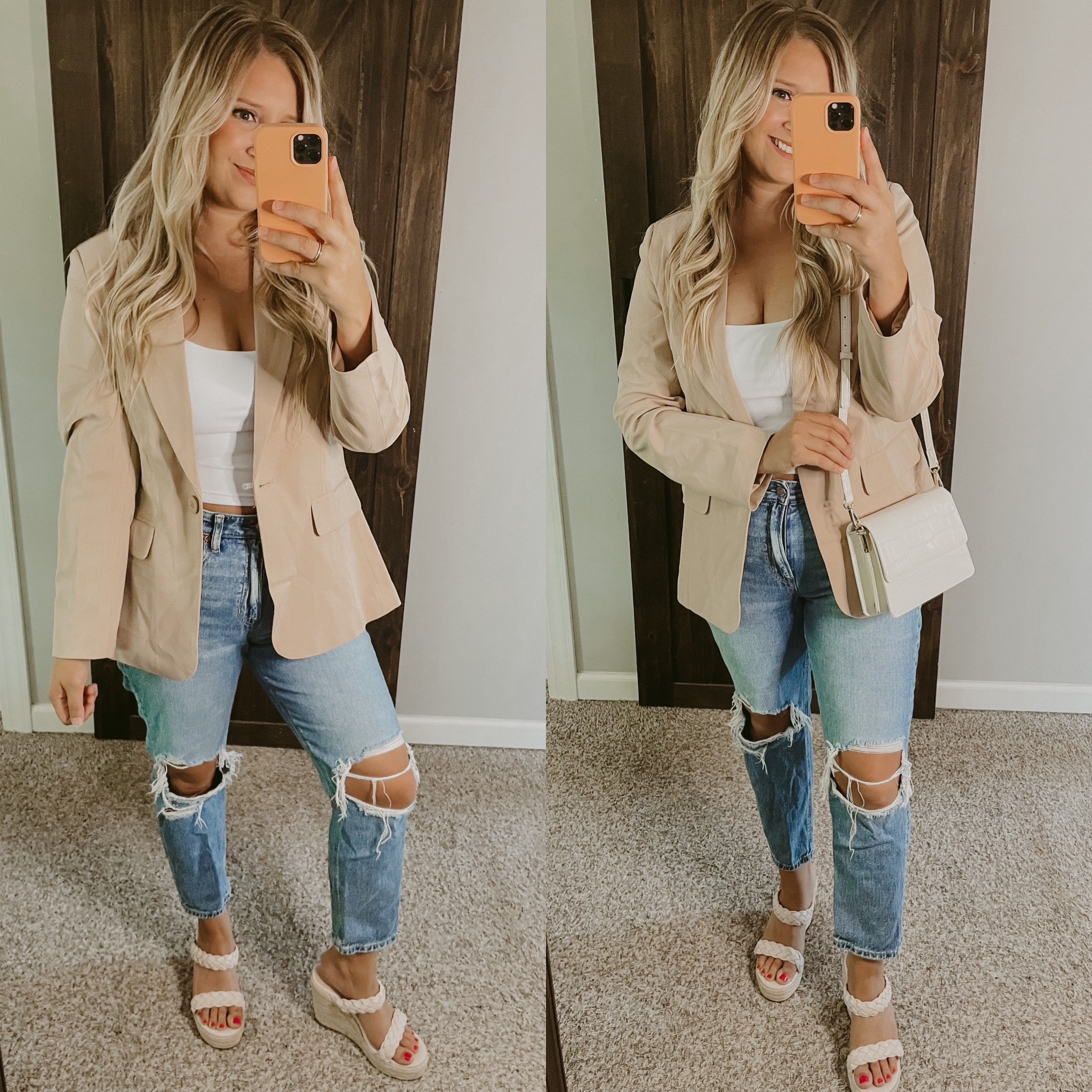 Blazer & Jeans are on SALE 👌🏼

5’3” 157lbs for reference 

Blazer: medium
Tank: medium
Jeans: 8 short
Sandals: TTS

tan blazer | blazer style | blazer outfit | mom jeans | distressed jeans | sandals | neutral outfit | Amazon blazer | American Eagle jeans | cross body purse 

#LTKworkwear #LTKSale #LTKunder50