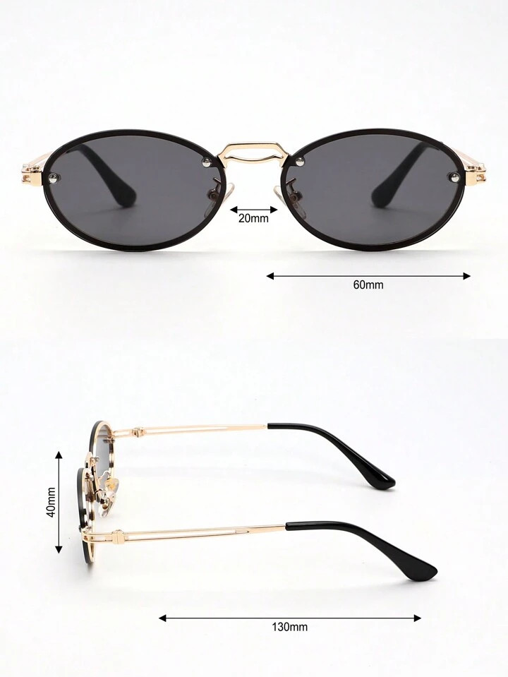 1 pezzo vintage piccolo telaio ovale metallo gamba stile punk Occhiali da sole per uomo e donna ,... | SHEIN