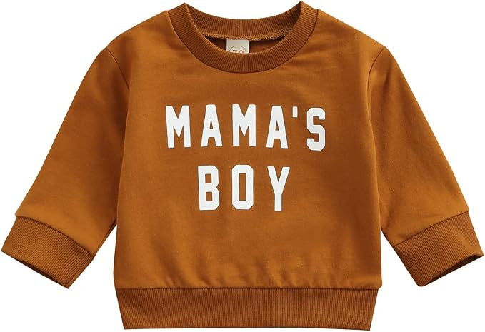 Infant Baby Boy Crewneck Sweatshirt Tops Mama's Boy Print Pullover Letter Print Long Sleeve Shirt... | Amazon (US)
